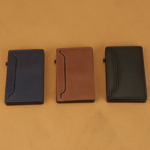 TOYFID Wallet With PU Leather Cover,Aluminum Alloy Pop Up Wallet Holder Card